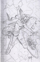 Supergirl - Full Figure Pencil & Background Comic Art